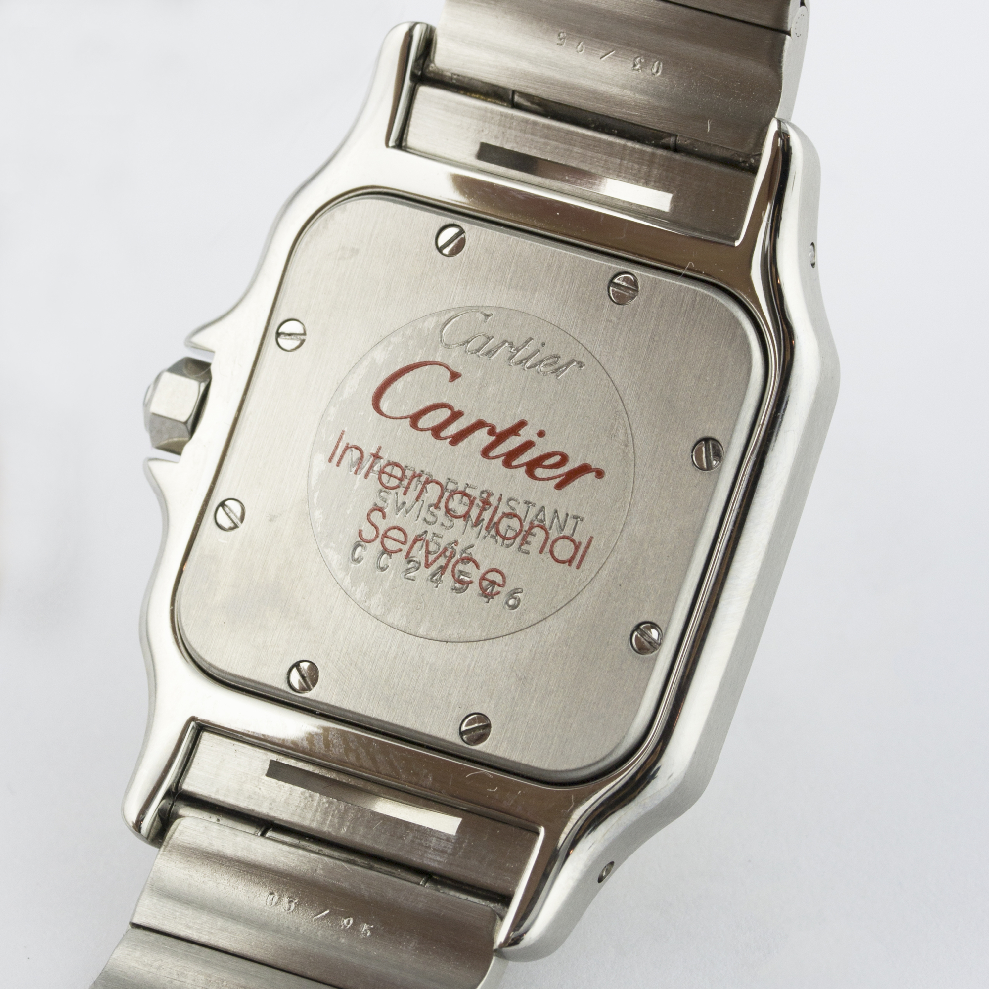 A GENTLEMAN'S STEEL & GOLD CARTIER SANTOS GALBEE BRACELET WATCH CIRCA 2000, REF. 1566 WITH CARTIER - Image 6 of 7