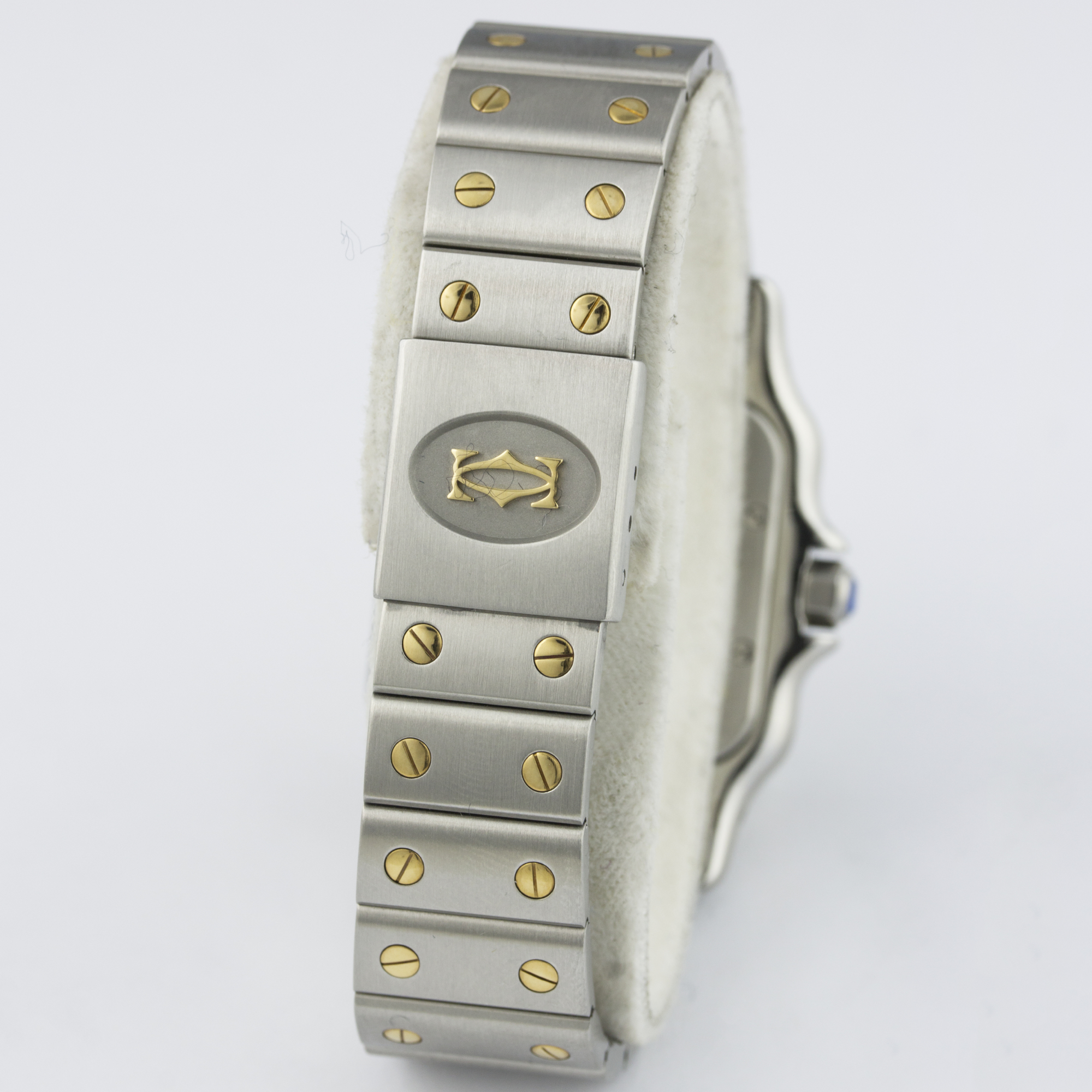 A GENTLEMAN'S STEEL & GOLD CARTIER SANTOS GALBEE BRACELET WATCH CIRCA 2000, REF. 1566 WITH CARTIER - Image 5 of 7