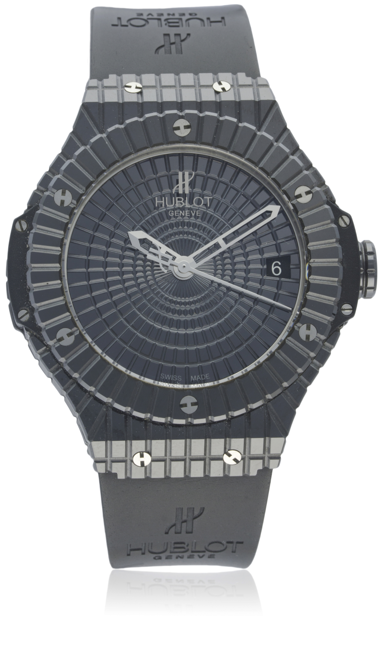 A GENTLEMAN'S BLACK CERAMIC HUBLOT BIG BANG BLACK CAVIAR AUTOMATIC WRIST WATCH CIRCA 2014 D: Black