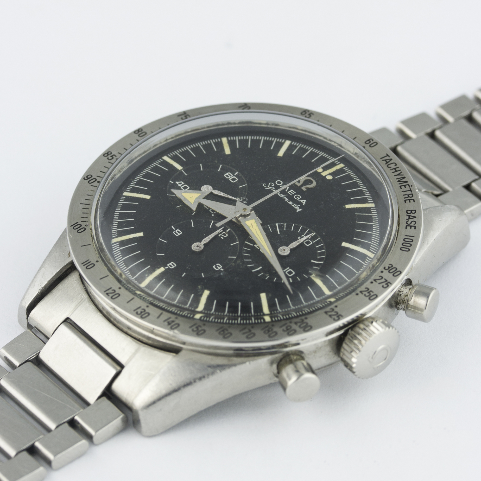 A VERY RARE GENTLEMAN'S STAINLESS STEEL OMEGA SPEEDMASTER CHRONOGRAPH BRACELET WATCH DATED 1959, - Image 4 of 11