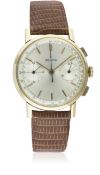 A GENTLEMAN'S 18K SOLID PINK GOLD ZENITH CHRONOGRAPH WRIST WATCH CIRCA 1960s D: Silver sunburst dial