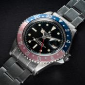 A VERY RARE GENTLEMAN'S STAINLESS STEEL ROLEX OYSTER PERPETUAL GMT MASTER BRACELET WATCH CIRCA 1961,