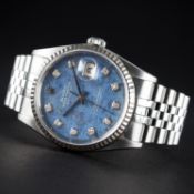 A VERY RARE GENTLEMAN'S STEEL & WHITE GOLD ROLEX OYSTER PERPETUAL DATEJUST BRACELET WATCH CIRCA