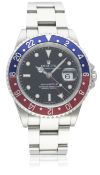 A GENTLEMAN'S STAINLESS STEEL ROLEX OYSTER PERPETUAL DATE GMT MASTER II BRACELET WATCH CIRCA 1998,