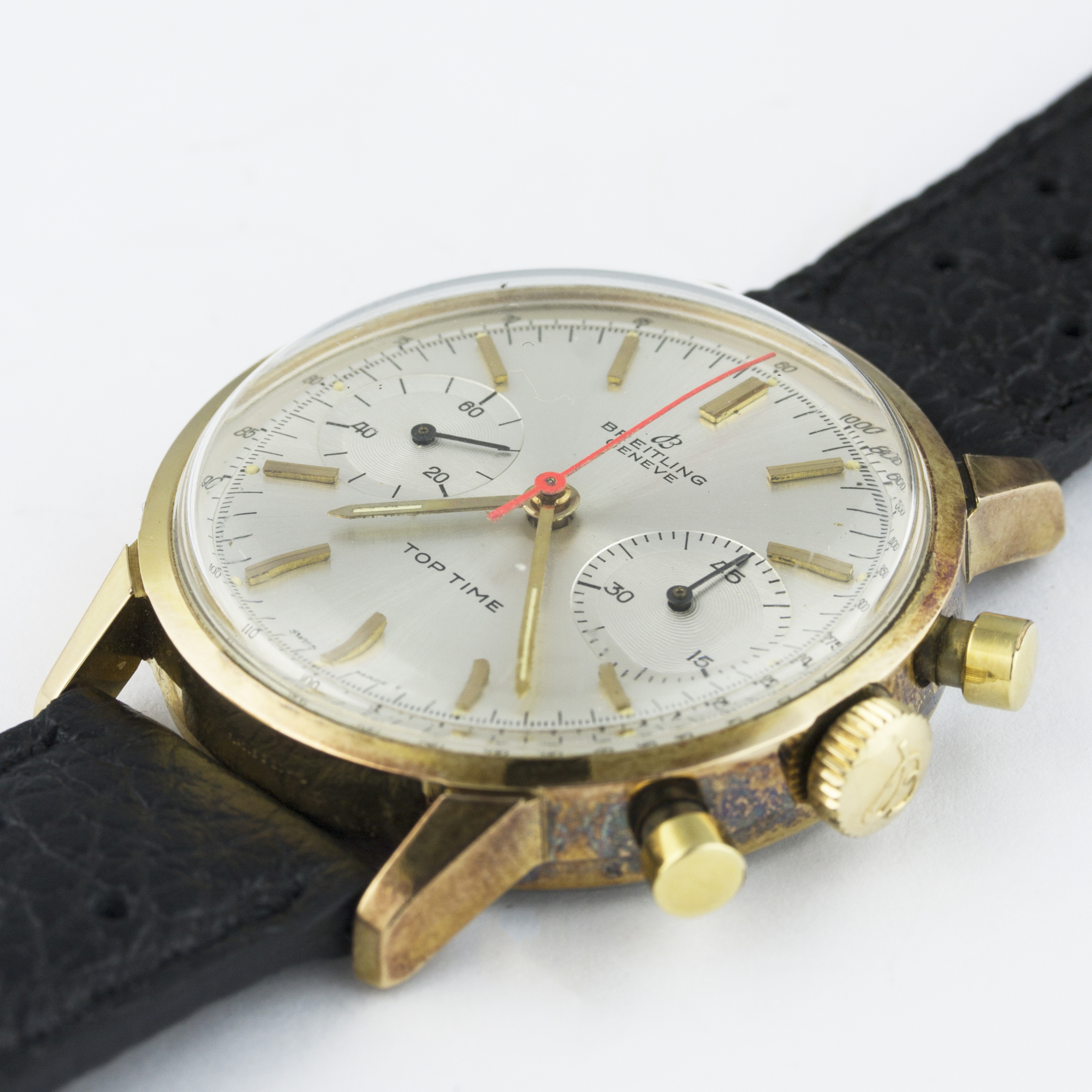 A GENTLEMAN'S "NOS" GOLD PLATED BREITLING TOP TIME CHRONOGRAPH WRIST WATCH CIRCA 1960s, REF. 2000 D: - Image 3 of 6