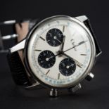 A VERY RARE GENTLEMAN'S STAINLESS STEEL CLEBAR CHRONOGRAPH WRIST WATCH CIRCA 1960s WITH "PANDA" DIAL