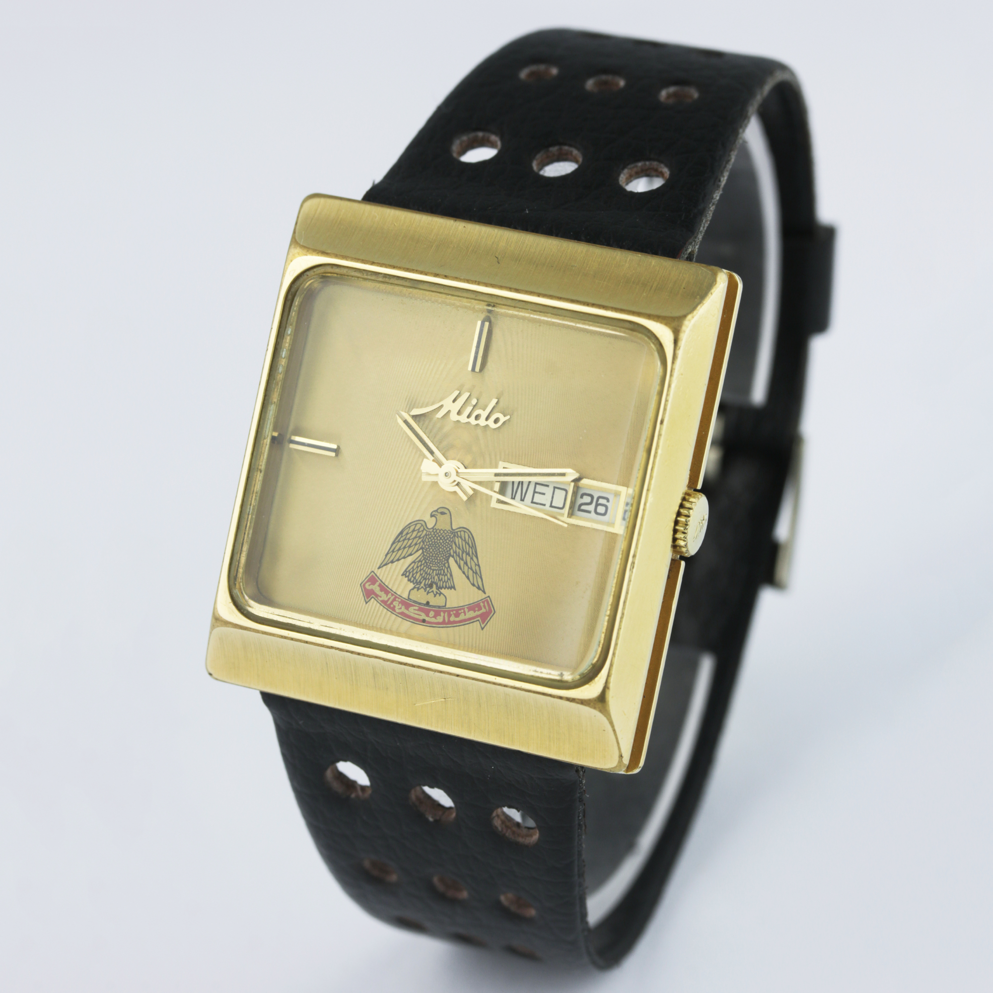 A GENTLEMAN'S GOLD PLATED MIDO AUTOMATIC WRIST WATCH CIRCA 1980s, COMMISSIONED BY THE UAE CENTRAL - Image 4 of 6