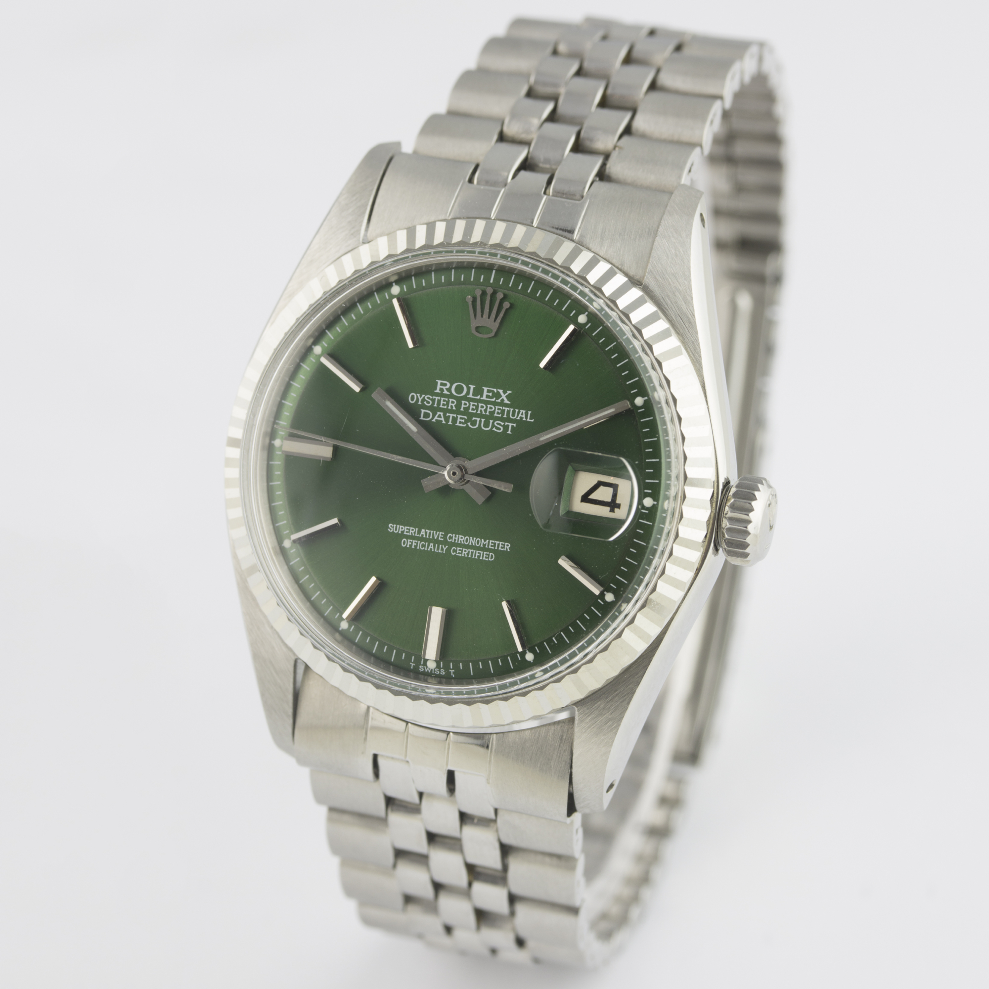 A GENTLEMAN'S STAINLESS STEEL & WHITE GOLD ROLEX OYSTER PERPETUAL DATEJUST BRACELET WATCH CIRCA - Image 4 of 10