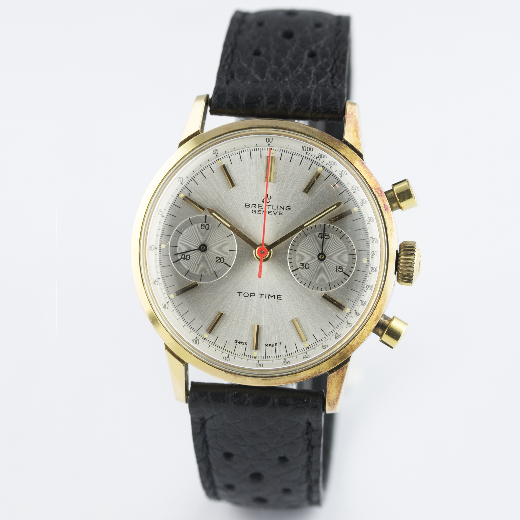 A GENTLEMAN'S "NOS" GOLD PLATED BREITLING TOP TIME CHRONOGRAPH WRIST WATCH CIRCA 1960s, REF. 2000 D: - Image 2 of 6