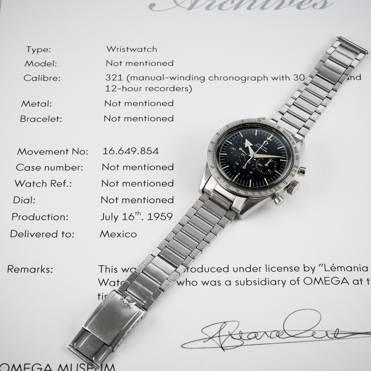 A VERY RARE GENTLEMAN'S STAINLESS STEEL OMEGA SPEEDMASTER CHRONOGRAPH BRACELET WATCH DATED 1959,