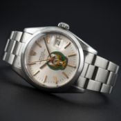 A RARE GENTLEMAN'S STAINLESS STEEL ROLEX OYSTER PERPETUAL DATE BRACELET WATCH CIRCA 1978, REF.