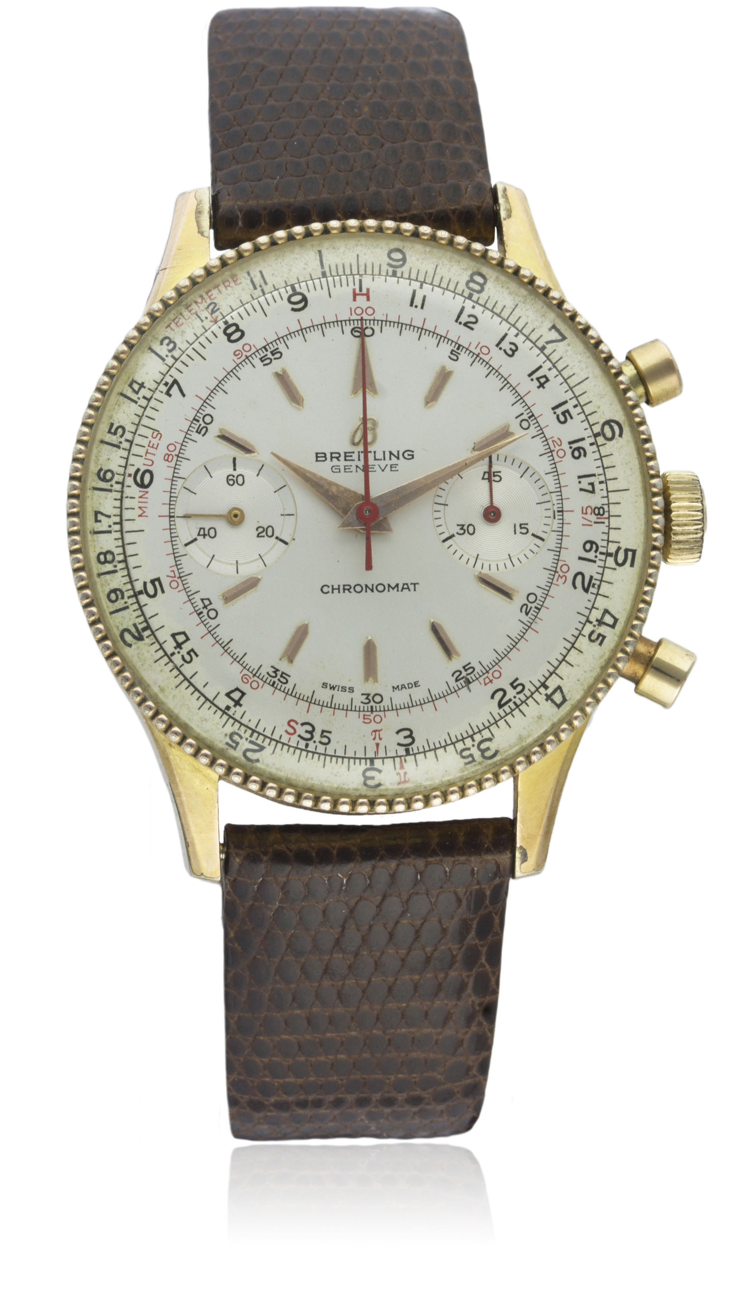 A GENTLEMAN'S GOLD PLATED BREITLING CHRONOMAT CHRONOGRAPH WRIST WATCH CIRCA 1950s, REF. 808 D: