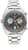 A RARE GENTLEMAN'S STAINLESS STEEL HEUER AUTAVIA GMT AUTOMATIC CHRONOGRAPH BRACELET WATCH CIRCA