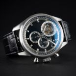 A RARE GENTLEMAN'S STAINLESS STEEL ZENITH EL PRIMERO TOURBILLION CHRONOGRAPH WRIST WATCH CIRCA 2014,