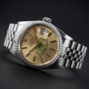 A RARE GENTLEMAN'S STAINLESS STEEL ROLEX OYSTER PERPETUAL DATEJUST BRACELET WATCH CIRCA 1985, REF.