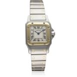 A LADIES STEEL & GOLD CARTIER SANTOS GALBEE BRACELET WATCH CIRCA 1990s, REF. 1567 D: Silver dial