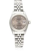 A LADIES STAINLESS STEEL & WHITE GOLD ROLEX OYSTER PERPETUAL DATEJUST BRACELET WATCH CIRCA 2003,