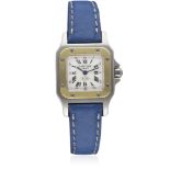 A LADIES STEEL & GOLD CARTIER SANTOS GALBEE WRIST WATCH DATED 1996, REF. 1567 150TH ANNIVERSARY