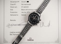 A RARE GENTLEMAN'S STAINLESS STEEL OMEGA SPEEDMASTER PROFESSIONAL CHRONOGRAPH BRACELET WATCH DATED