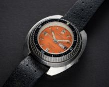 A RARE GENTLEMAN'S STAINLESS STEEL TECHNOS SKY DIVER 1000M AUTOMATIC DIVERS WRIST WATCH CIRCA