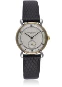 A GENTLEMAN'S STEEL & GOLD VACHERON & CONSTANTIN WRIST WATCH CIRCA 1940s D: Silver dial with bi-