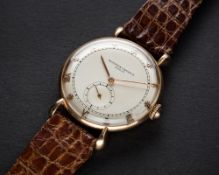 A VERY RARE GENTLEMAN'S LARGE SIZE 18K SOLID ROSE GOLD VACHERON & CONSTANTIN WRIST WATCH CIRCA 1940s