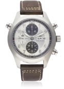 A GENTLEMAN'S STAINLESS STEEL IWC FLIEGERUHR SPITFIRE RATTRAPANTE CHRONOGRAPH WRIST WATCH CIRCA