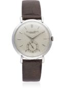 A RARE GENTLEMAN'S LARGE SIZE 18K WHITE GOLD IWC SCHAFFHAUSEN WRIST WATCH CIRCA 1950s D: Silver dial