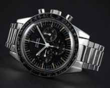 A RARE GENTLEMAN'S STAINLESS STEEL OMEGA SPEEDMASTER "ED WHITE" CHRONOGRAPH BRACELET WATCH CIRCA