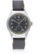 A RARE GENTLEMAN'S MILITARY RECORD WRIST WATCH CIRCA 1940s D: Black dial with Arabic numerals,