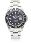 A GENTLEMAN'S STAINLESS STEEL ROLEX OYSTER PERPETUAL DATE GMT MASTER BRACELET WATCH CIRCA 1989, REF.