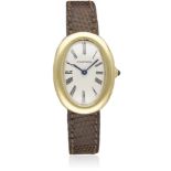 A RARE LADIES 18K SOLID GOLD CARTIER PARIS BAIGNOIRE WRIST WATCH CIRCA 1960s  D: Silver dial with