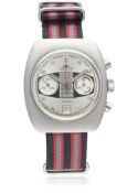 A GENTLEMAN'S STAINLESS STEEL ARCTOS CHRONOGRAPH WRIST WATCH CIRCA 1970s D: Silver & black dial with