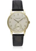 A GENTLEMAN'S 14K SOLID GOLD IWC SCHAFFHAUSEN WRIST WATCH CIRCA 1950s  D: Silver dial with gilt