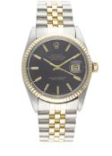 A GENTLEMAN'S STEEL & GOLD ROLEX OYSTER PERPETUAL DATEJUST BRACELET WATCH CIRCA 1980, REF. 16014