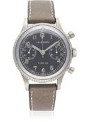 A RARE GENTLEMAN'S FRENCH MILITARY J. AURICOSTE TYPE 20 FLYBACK CHRONOGRAPH WRIST WATCH CIRCA