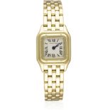 A LADIES 18K SOLID GOLD CARTIER PANTHERE "MINI" BRACELET WATCH CIRCA 1990s, REF. 1130 1 D: Silver