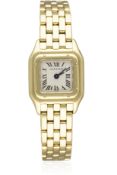 A LADIES 18K SOLID GOLD CARTIER PANTHERE "MINI" BRACELET WATCH CIRCA 1990s, REF. 1130 1 D: Silver