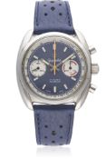 A GENTLEMAN'S STAINLESS STEEL GIGANDET CHRONOGRAPH WRIST WATCH CIRCA 1970s D: Blue dial with white