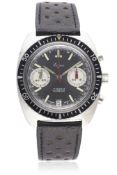 A GENTLEMAN'S STAINLESS STEEL EIGER DIVERS CHRONOGRAPH WRIST WATCH CIRCA 1970s D: Grey sunburst dial