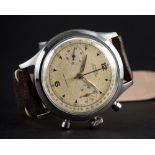 A VERY RARE GENTLEMAN'S LARGE SIZE STAINLESS STEEL CYMA WATERSPORT "CLAMSHELL" CHRONOGRAPH WRIST