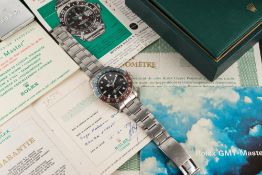 A RARE GENTLEMAN'S STAINLESS STEEL ROLEX OYSTER PERPETUAL GMT MASTER BRACELET WATCH DATED 1971, REF.