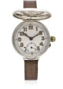 A VERY RARE GENTLEMAN'S SOLID SILVER FRANCOIS BORGEL FULL HUNTER WRIST WATCH CIRCA 1916, NAMED