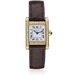 A FINE LADIES 18K SOLID GOLD & DIAMOND CARTIER TANK NORMALE WRIST WATCH CIRCA 1990s, REF. 28006 D: