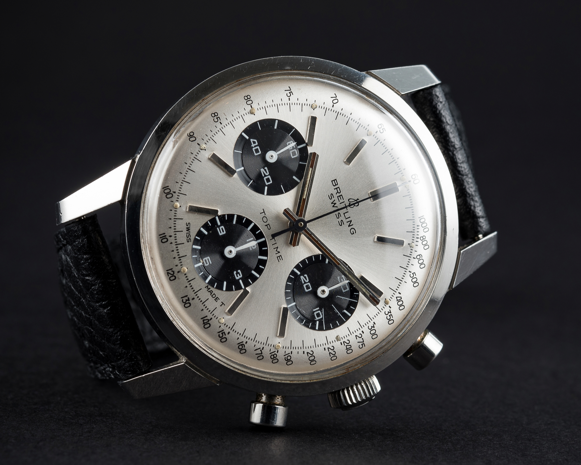 A RARE GENTLEMAN'S STAINLESS STEEL BREITLING TOP TIME CHRONOGRAPH WRIST WATCH CIRCA 1960s, REF.