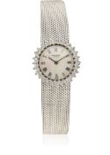 A FINE LADIES 18K SOLID WHITE GOLD & DIAMOND UNIVERSAL GENEVE BRACELET WATCH CIRCA 1970s D: Mother