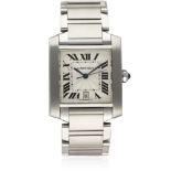 A GENTLEMAN'S STAINLESS STEEL CARTIER TANK FRANCAISE AUTOMATIC BRACELET WATCH CIRCA 2005, REF.