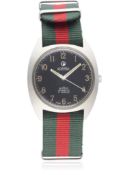 A GENTLEMAN'S STAINLESS STEEL RHODESIAN MILITARY ROAMER ANFIBIO WRIST WATCH CIRCA 1970 D: Black dial