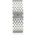 A LADIES STAINLESS STEEL CARTIER PANTHERE RUBAN BRACELET WATCH CIRCA 2002, REF. 2420 D: Silver '