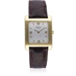 A GENTLEMAN'S 18K SOLID ROSE GOLD PAUL PICOT CARRE WRIST WATCH CIRCA 2000 D: Silver dial with rose